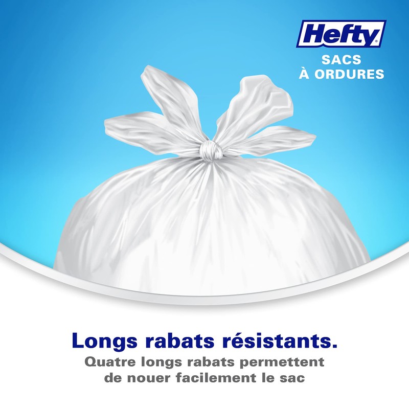 Hefty™ Garbage Bags, Strong Small 25 Litres White Kitchen, Easyflaps™,