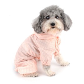 Zunea Waterproof Dog Raincoats with Hood for Small Dogs Puppy Rain Coat with Harness Hole Adjustable Rain Jacket Slicker Poncho with Legs Polka Dot Lightweight Pet Raining Jumpsuit Pink 3XL