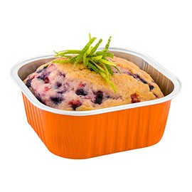 Restaurantware-10 Ounce Disposable Ramekins, 100 Square Creme Brulee Disposable Cups - Oven-Safe, For Cupcakes And Muffins, Orange Aluminum Disposable Baking Cups, Freezer-Safe, Greaseproof
