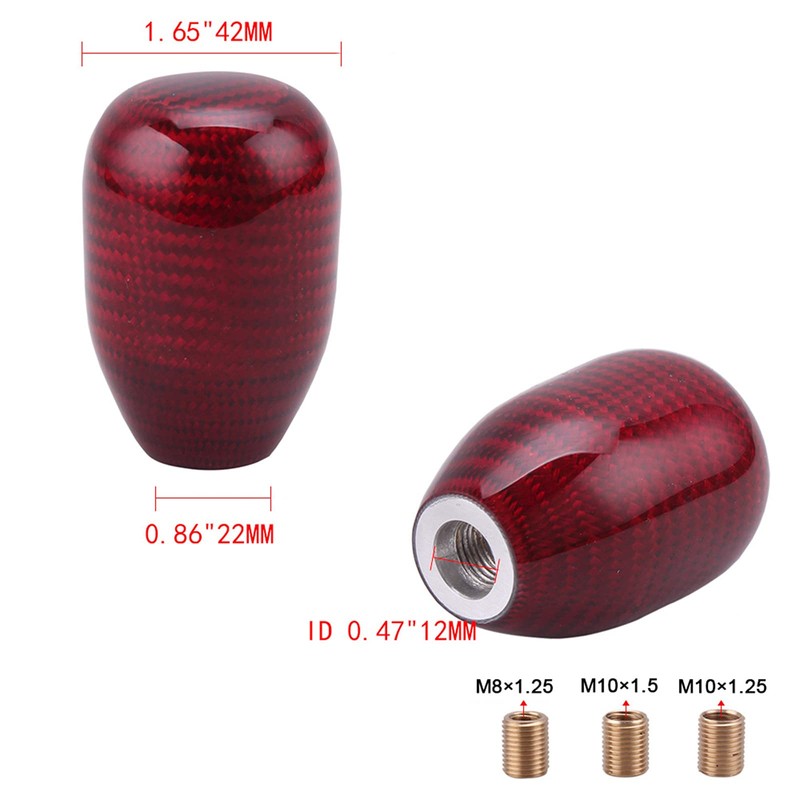 Carbon Fiber Shift Knob Gear Shifter Knobs with 3 Adapter