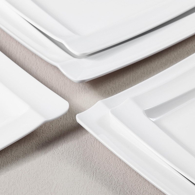 Yummost Square Melamine Dinnerware Sets of 12 Pcs,Square Plates and
