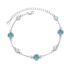 REDSUN Women's Bracelet S925 Sterling Silver Turquoise Gravel Bracelet Adjustable Natural Stone Bracelet Friendship Bracelet Forever Gift for Women and Girls, 2017, Turquoise Gravel