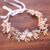 Abc Style Diadema Novia Dorada Flores para Pelo Fiesta Mujeres