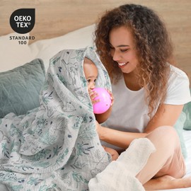 Muslin Swaddle Blankets for Newborn, 3 Pack Breathable Soft Receiving Blanket, Large 38 x 40 inches Swaddle Wrap Burping Clothes Diapers, Essentials Infant Shower Items, Toddler Gift (Fawn & Leaves)