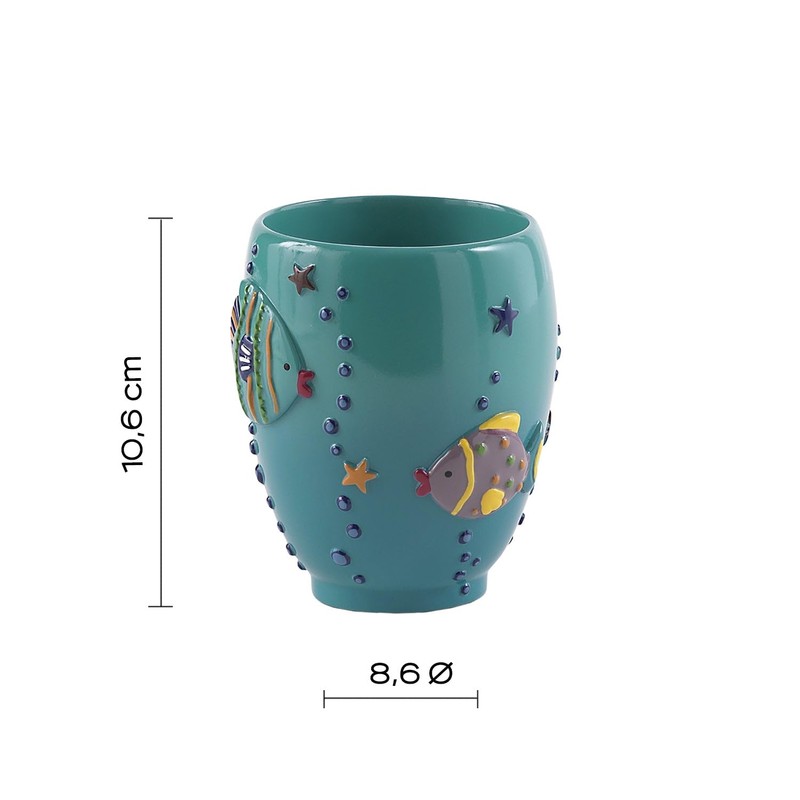 Gedy Dori portacepillos, Resin, Turquoise, 8.5 x 8.5 x 10.5