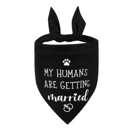 My Humans are Getting Married Dog Bandana,1Pcs Black Dog Wedding Bandana Triangle Pet Scarf Engagement Wedding Announcement Photo Props Dogs Accessories for Medium Large Dogs Pets Gifts 70x48x48cm