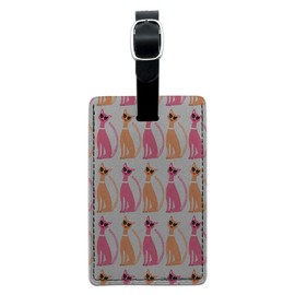 Retro Pretty Kitty Cats Pattern Rectangle Leather Luggage Card Carry-On ID Tag
