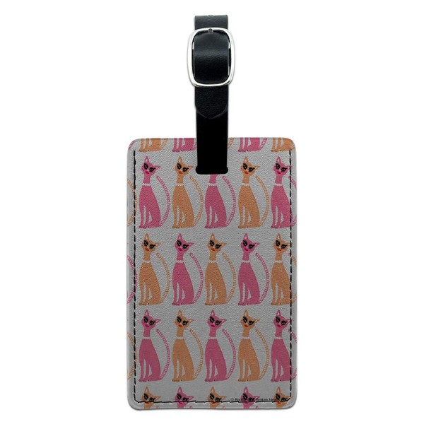 Retro Pretty Kitty Cats Pattern Rectangle Leather Luggage Card Carry-On