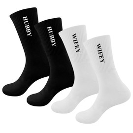 GroomBrideGifts Hubby and Wifey Gifts Honeymoon Essentials Crew Socks.