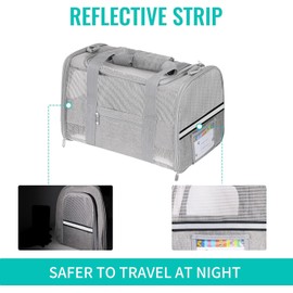 Simpelg Large Cat Carrier Dog Carrier, Pet Carrier for 2 Cats Large Cats, Dog Carrier for Medium Small Dogs, Collapsible Soft Sided Pet Carrier for Cats Dogs Puppy of 25 Lbs, Grey