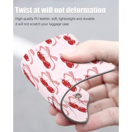 Luggage Tags for Suitcases Pink 2 Pack Cute Unique Cherry Leather Suitcase Tags with Privacy Labels and Stainless Steel Loop Travel Tags for Luggage Women Men Girls Boys Bag Backpack Tags