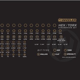 Wheeler 30 Piece SAE/Metric Hex and Torx Benchtop Screwdriver Set for Pistol Rifle Handgun Gunsmithing Rebuild and Maintenance