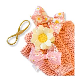 Daisies Hair Bows Set for Babies, Hair Clips and Headband Interchangeable Bow System, Toddler hair clips, Siblings Bows (Daisy Set)