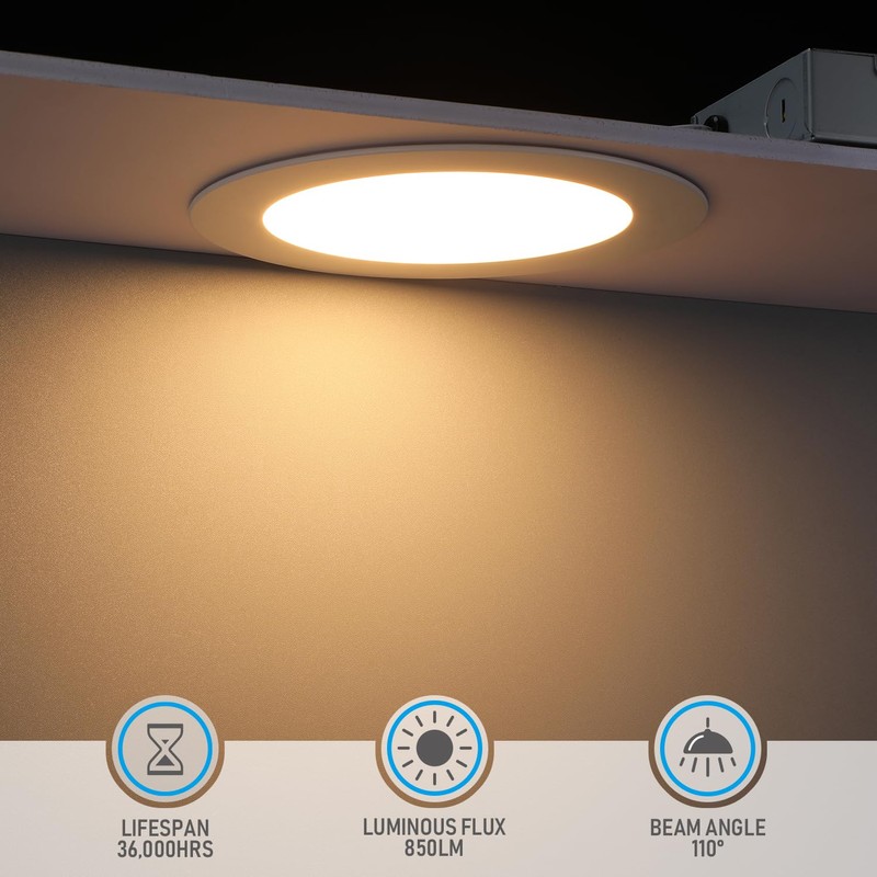 TORCHSTAR 6 Inch Ultra-Thin LED Recessed Light with Junction Box,