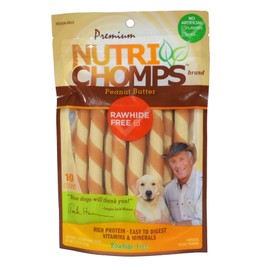 NutriChomps Dog Chews 5-inch Twists, Easy to Digest, Rawhide-Free Dog Treats, 10 Count, Real Peanut Butter flavor (Packaging May Vary)