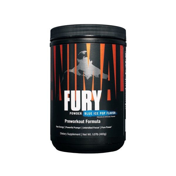 Animal Fury - Pre Workout Powder Supplement for Energy and Focus - 5g BCAA, 350mg Caffeine, Nitric Oxide, Without Creatine - Powerful Stimulant for Bodybuilders - Ice Pop, 30 count