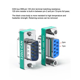 JUXINICE CAN DB9 Adapter Built in 120 ohm Resistor, CAN Bus Terminal Resistance,D-SUB 9 PIN Male to Female Connector ,High-Precision up to 1% (CAN DB9 Adapter - 2Pack)