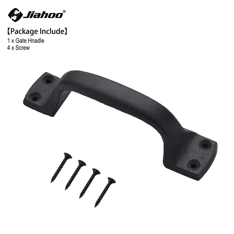 JIAHOO Rustic Barn Door Handles, Black Cast Iron Gate Handle,