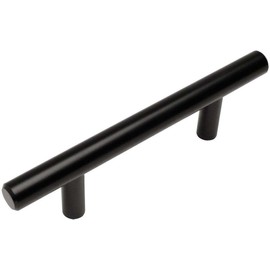 10 Pack - Cosmas 305-96FB Flat Black Cabinet Hardware Euro Style Bar Handle Pull, 3-3/4" Inch (96mm) Hole Centers, 6-1/8" Overall Length