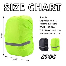 Pack of 2 Rain Cover School Bag, Rain Cover School Bag Rain Cover for School Bag, Reflectors Rain Cover Backpack Rain Cover Backpack, Reflective Accessories, Waterproof Bicycle Bag Protective Cover