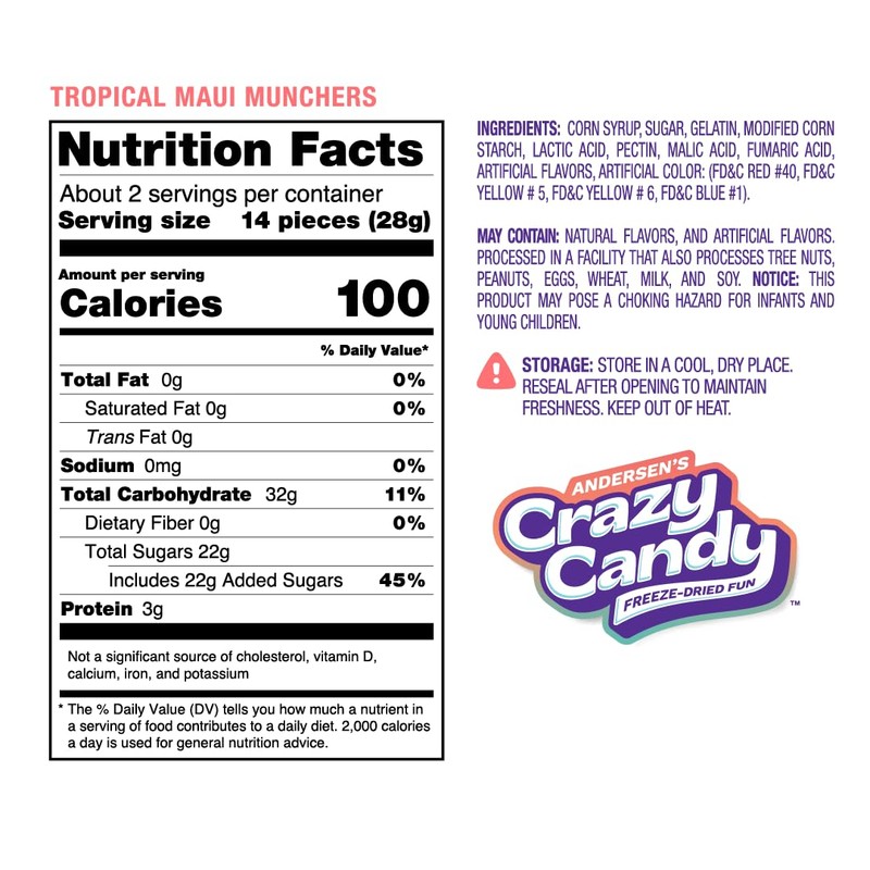 Freeze Dried Tropical Gummy Bears, Crazy Candy Maui Munchers -