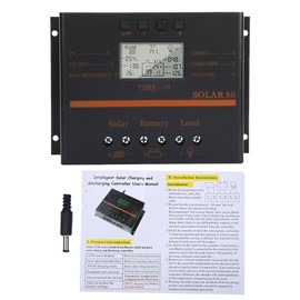 12V 24V Auto 80A PWM Solar Charge Controller Solar Panel Charge Regulator LCD Display Solar80