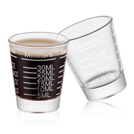 Ackers Shot Glasses Etching Scale Measuring Cup 2PACK Espresso Shot Glasses Liquid Heavy Glass 26-Incremental Measurement 1 OZ, 2 TBS, 6 TSP, 30 ML Kitchen Tools