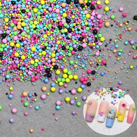 ONPRESS 8g Colorful Mini Steel Ball Nail Charms Mix Size Dopamine Nail Art Charms Summer Mix Color Steel Ball Nail Supplies for Manicure Jewelry Gem Decoration 3D Pink Yellow Round Nail Diamonds