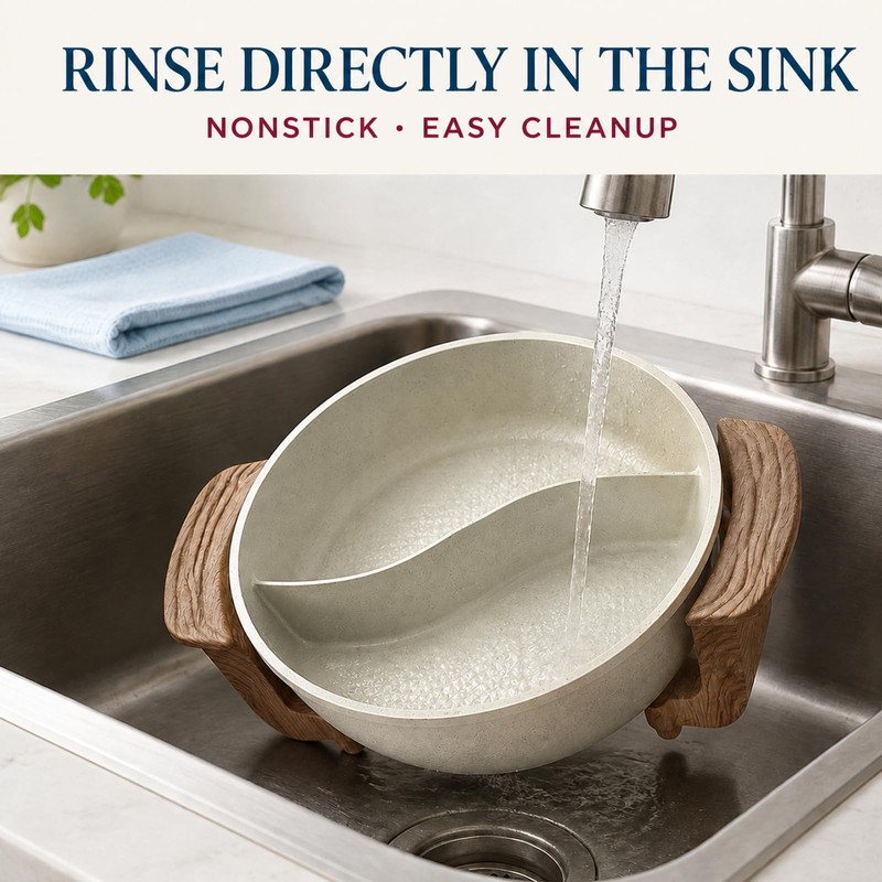 6L Electric Hot Pot with Divider, 1300W, Easy-Clean Surface, White