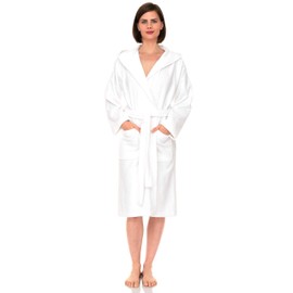 TowelSelections Womens Robe, Premium Cotton Hooded Bathrobe for Women, Soft Terry Cloth Robes for Women X-Large White