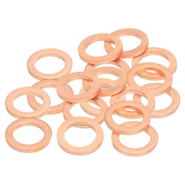 MECCANIXITY 18Pcs Flat Washer, M12 Copper Washers Copper Sealing Ring Crush Washer Kit Assortment, 12mm ID, 18mm OD, 2mm Thick for Bolts Screws Machinery Repair