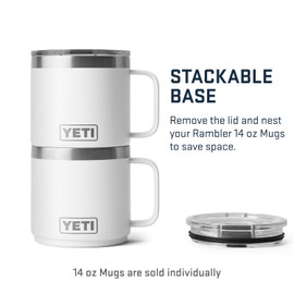 YETI Rambler 14 oz Stackable Mug, Vacuum Insulated, Stainless Steel with MagSlider Lid, White