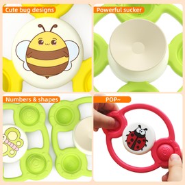 Alsatic 3PCS Baby Suction Cup Bath Toys,Sensory & Educational Fun for Toddlers, Rotating Bath Toys for Babies 12-18 Months,Perfect Baby Shower and Birthday Gift for 1 2 3 Years