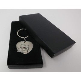 Key Ring Heart with Guardian Angel in Gift Box