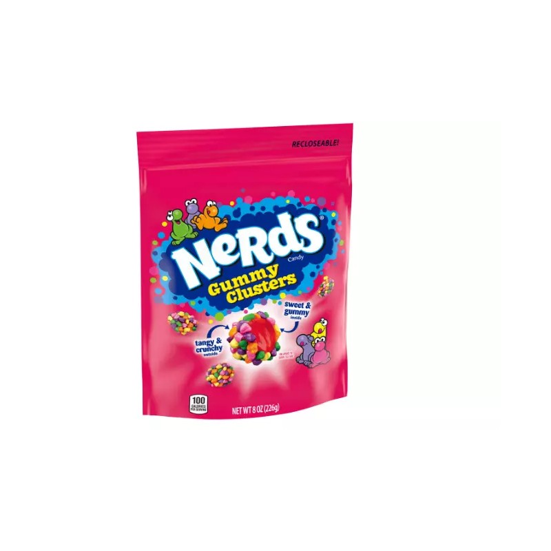 Rainbow Nerds Gummy Clusters Candy, Rainbow, Resealable 8 Ounce Bag
