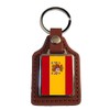 Spain With Crest Brown Leather Square Key Fob And Gift