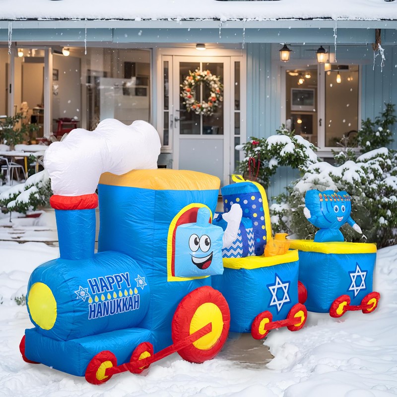 Nervure 10FT Hanukkah Train and Menorah Inflatables - Hanukkah Inflatable