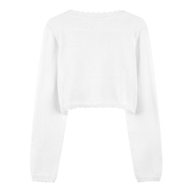 BlackButterfly Girls Long Sleeve Knitted Childrens Kids Bolero Shrug (White, 13-14 Years)