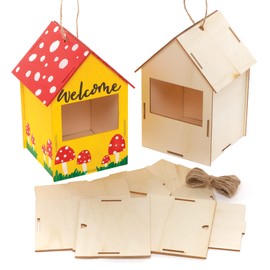 Baker Ross FE929 Robin Nesting Box Kits - 2 Pack - Make Your Own Bird House, Wooden Crafts for Kids to Decorate and Display, Outdoor Arts and Crafts Projects