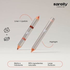 Kit de Maquillaje - Lip Combo 5 en 1 Labial - Delineador - Iluminador - Sacapuntas - Espejo para Maquillaje Makeup Vegano - Belleza Cruelty Free Make Up Variedad de Tonos