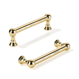 khtumeware 10 Pack 3-1/2 Inch Hole Center Polished Brass Cabinet Pulls Heavy Duty Solid Polished Gold Cabinet Handles cabinets Dressers Kitchens Handles Bathroom cabinets