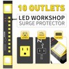 Heavy Duty Metal 10 Outlets Long Power Strip with LED