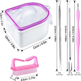 MEZOKUCEL 6 Pcs Nail Tool Set, 2 Nail Art Makeup Remover Soaking Bowls, 2 Nail Planers, 1 Cuticle Fork, 1 Salon Brush Suitable for Nail Art Tool Nail Salon