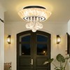 IDEQUY Modern Led Crystal Chandelier for Living Room Crystal Raindrop