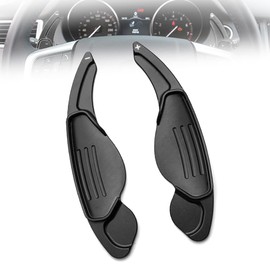 HIBEYO Steering Wheel Paddle Shifter Extension for Land Rover Accessories, for Range Rover Evoque Velar Discovery Jaguar F-Pace E-Pace XE XF XJ XJ Metal Shift Paddle Blade Shifter Trim Cover- Black