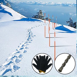 Sunnyglade 100 PCS 72 Inch Driveway Marker Set 1/4 Inch Dia Fiberglass Reflective Snow Stakes with Steel Drill Bit & Protection Gloves for Parking Lots, Walkways(100)