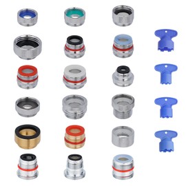 Hibbent 18 Pieces Faucet Adapter Kit, Brass Aerator Adapter Set for Faucet Tap with Removable Aerator to Connect Garden Hose, Adapter for Faucet Sink - Male/Female, Chrome