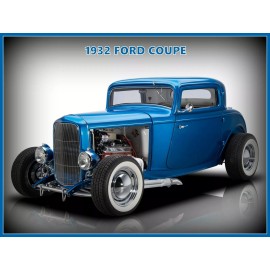 1932 Ford Coupe NEW Metal Sign: Hot Rod Restoration in Blue