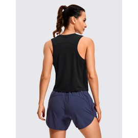 CRZ YOGA Women's Lightweight Racerback Tank Top High Neck Cropped Tank Tops Sleeveless Workout Running Shirts Black Large