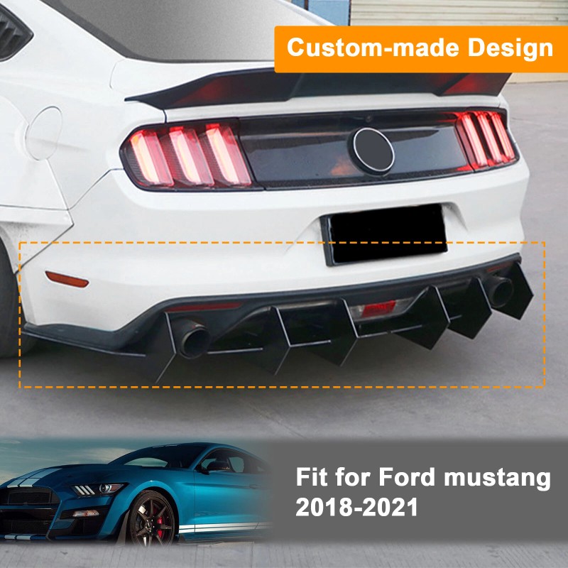 Joyoto For Ford Mustang 2018-2021 Glossy Black Rear Diffuser +
